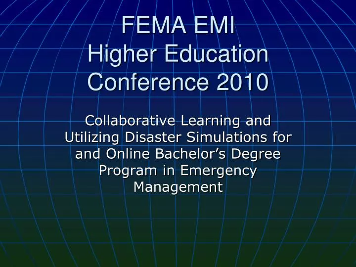fema emi higher education conference 2010