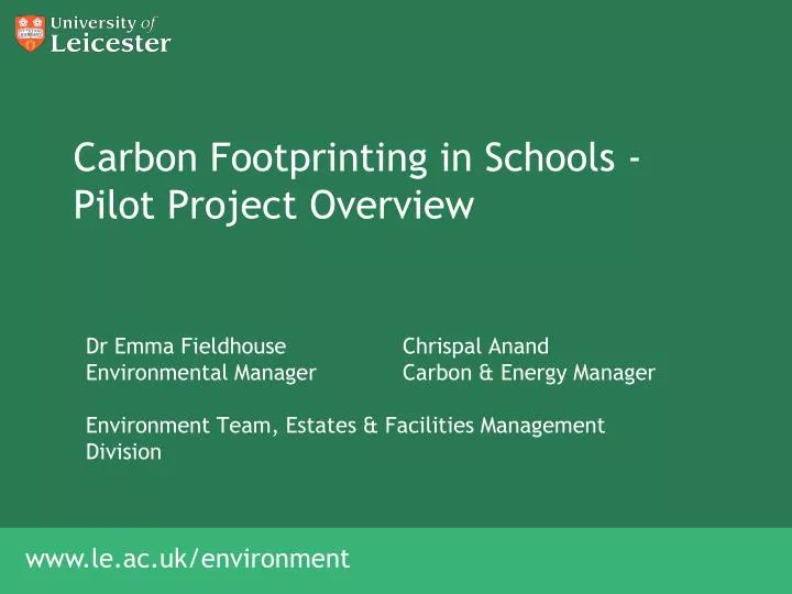 carbon footprinting in schools pilot project overview