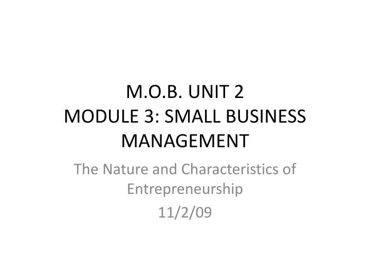 m o b unit 2 module 3 small business management