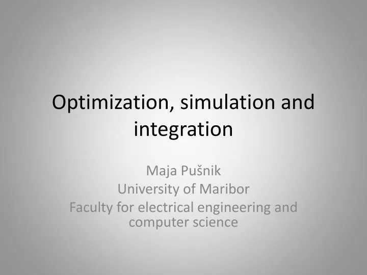 optimization simulation and integration