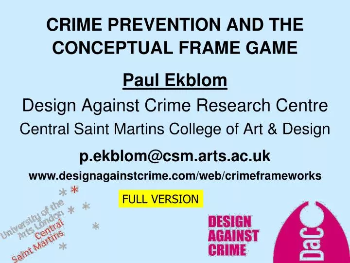 crime prevention and the conceptual frame game