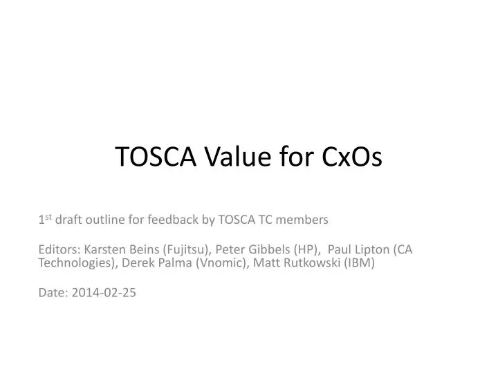 tosca value for cxos