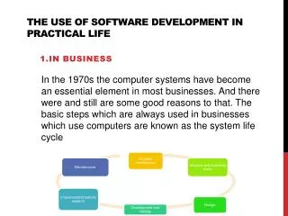 the use of software development in practical life