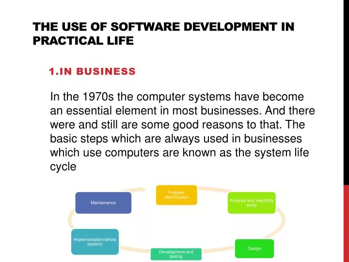 the use of software development in practical life