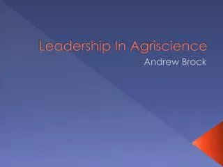 Leadership In Agriscience