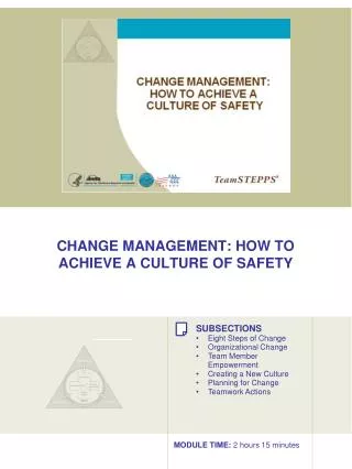 CHANGE MANAGEMENT: HOW TO ACHIEVE A CULTURE OF SAFETY