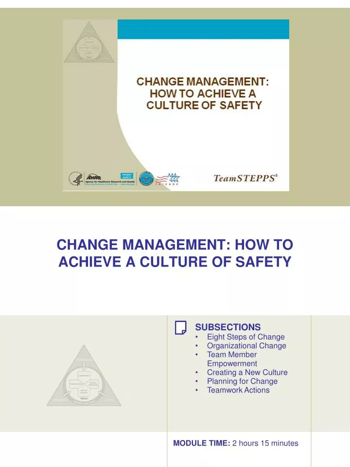 change management how to achieve a culture of safety