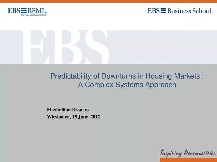 predictability of downturns in housing markets a complex systems approach
