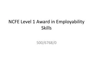 ncfe level 1 award in employability skills