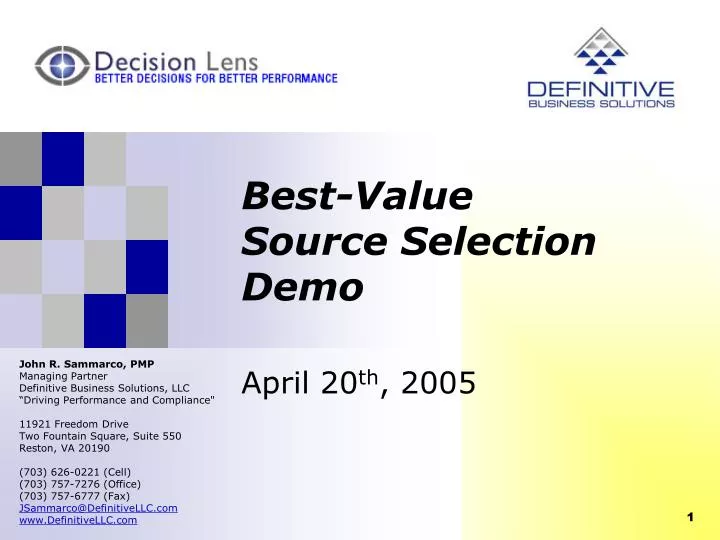 best value source selection demo