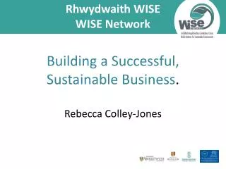 Rhwydwaith WISE WISE Network Building a Successful, Sustainable Business . Rebecca Colley-Jones
