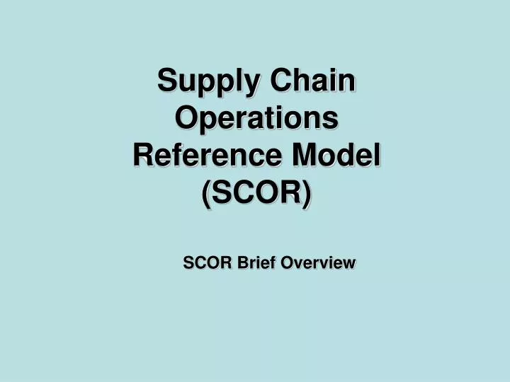 supply chain operations reference model scor