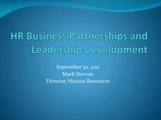 HR Business Partnerships and Leadership Development