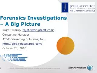 Forensics Investigations – A Big Picture