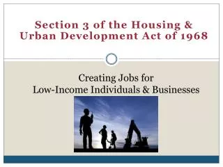 Creating Jobs for Low-Income Individuals &amp; Businesses