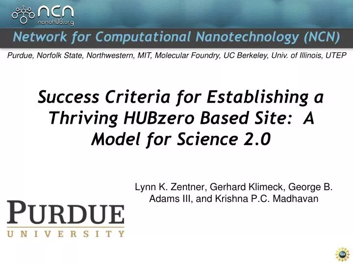 success criteria for establishing a thriving hubzero based site a model for science 2 0