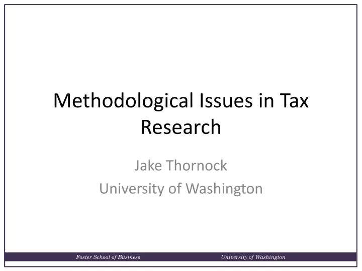 methodological issues in tax research