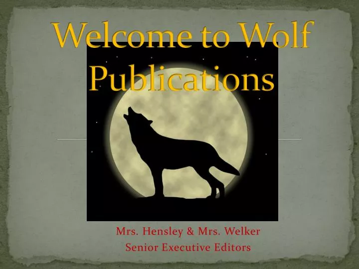 welcome to wolf publications