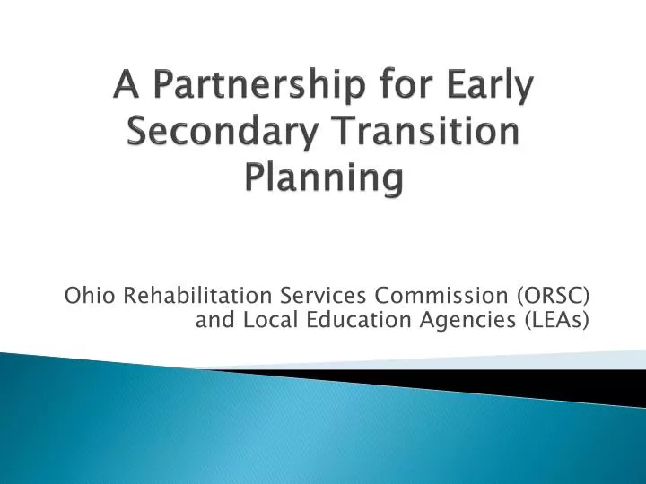 a partnership for early secondary transition planning