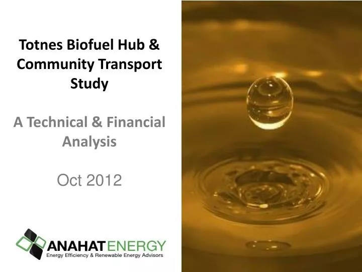 totnes biofuel hub community transport study a technical financial analysis oct 2012