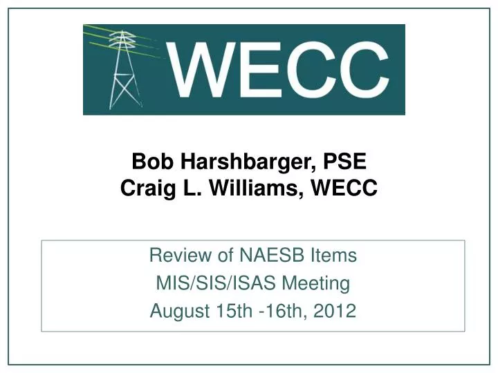 bob harshbarger pse craig l williams wecc