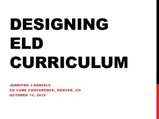 Designing ELD Curriculum