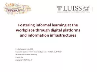 Fostering informal learning at the workplace through digital platforms and information infrastructures