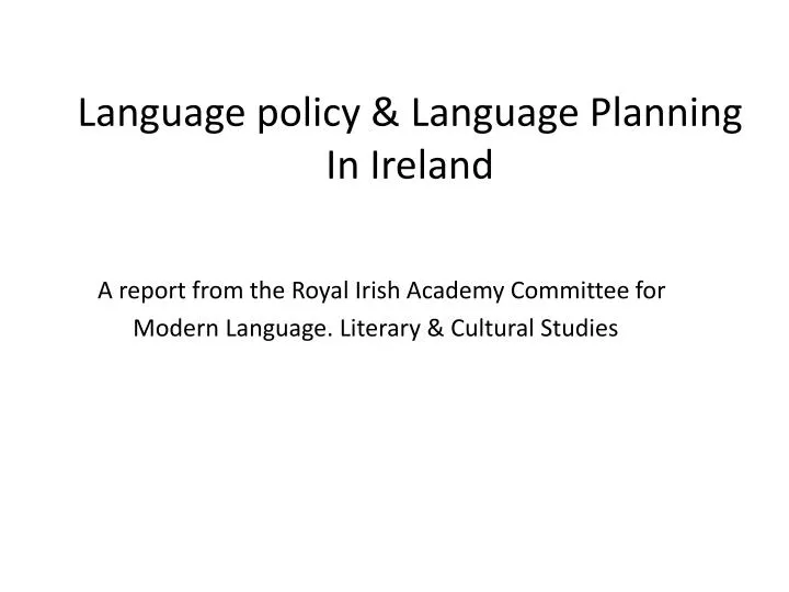 language policy language planning in ireland