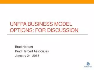 UNFPA Business Model Options: For Discussion