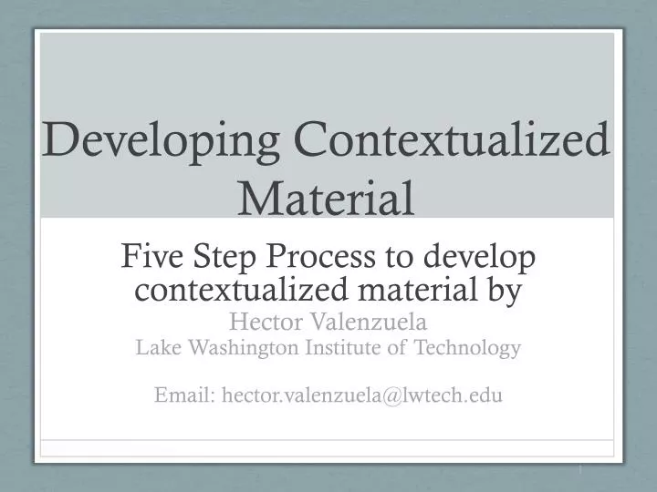 developing contextualized material