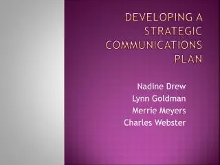 Developing a Strategic Communications Plan