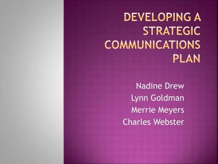 developing a strategic communications plan