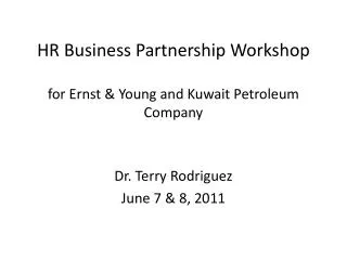 HR Business Partnership Workshop for Ernst &amp; Young and Kuwait Petroleum Company