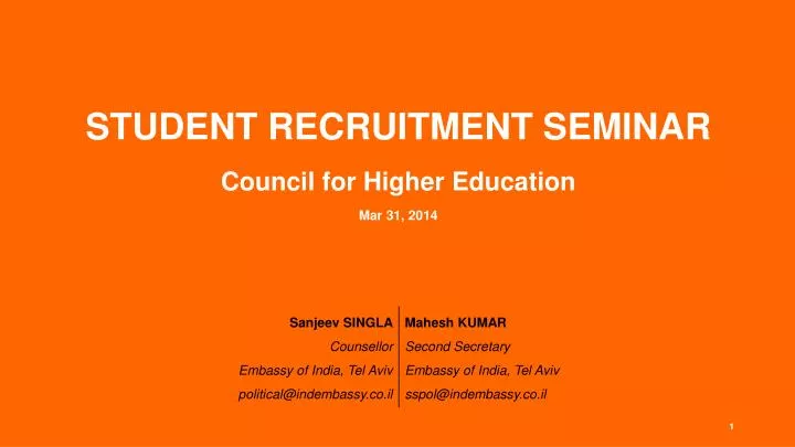 student recruitment seminar council for higher education mar 31 2014