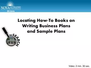 Locating How-To Books on Writing Business Plans and Sample Plans