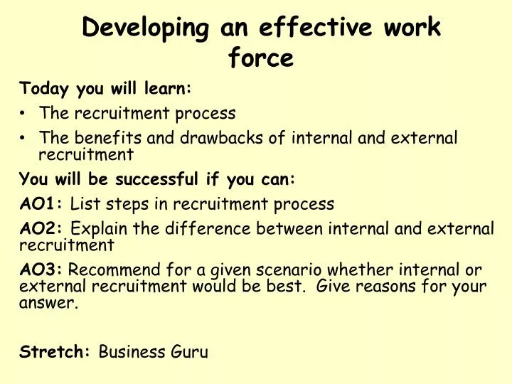 developing an effective work force