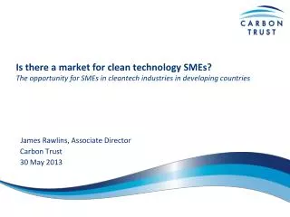 Is there a market for clean technology SMEs? The o pportunity for SMEs in cleantech i ndustries in developing countr