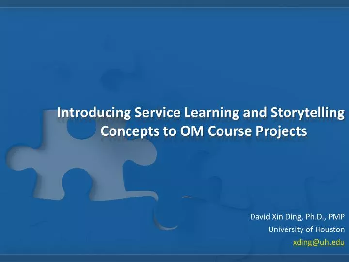 introducing service learning and storytelling concepts to om course projects