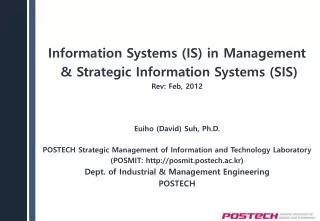 Information Systems (IS) in Management &amp; Strategic Information Systems (SIS)