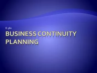 Business Continuity Planning