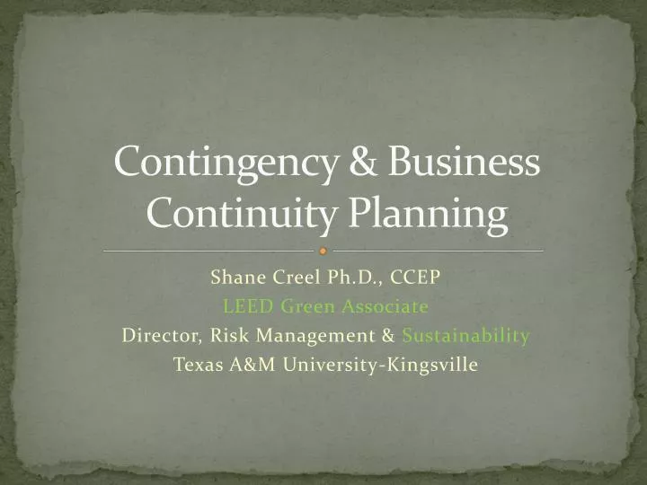 contingency business continuity planning