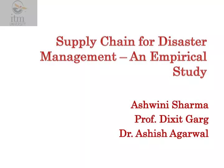 supply chain for disaster management an empirical study