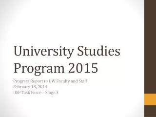 University Studies Program 2015