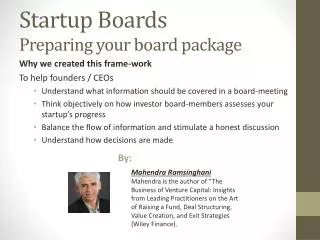 Startup Boards Preparing y our board package