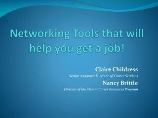 Networking Tools that will help you get a job!
