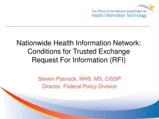 Nationwide Health Information Network: Conditions for Trusted Exchange Request For Information (RFI)