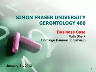 SIMON FRASER UNIVERSITY GERONTOLOGY 400