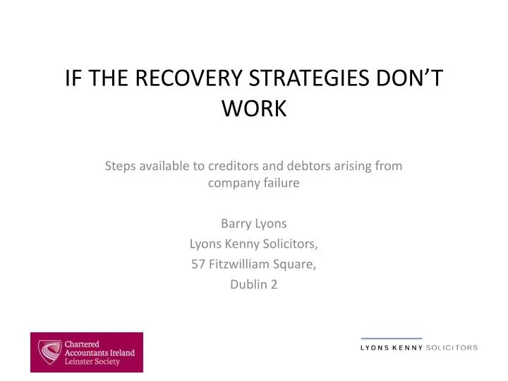 if the recovery strategies don t work