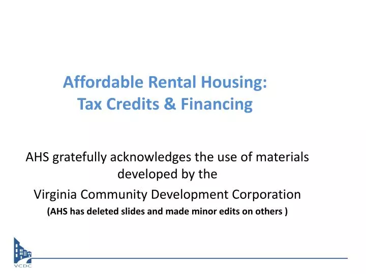 affordable rental housing tax credits financing