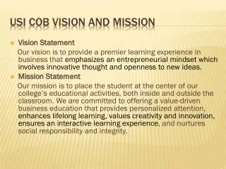 USI CoB Vision and Mission